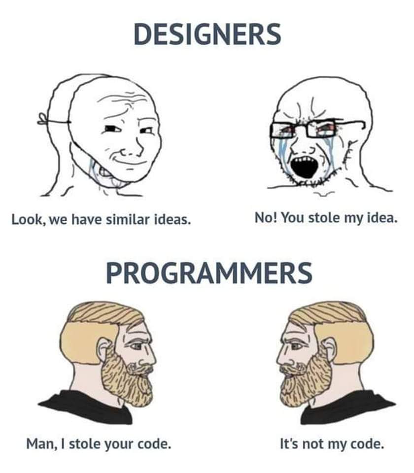 A comparison of designers and programmers reusing existing work.