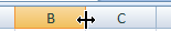 Column headers B and C with a double-headed arrow pointer on the border between them.