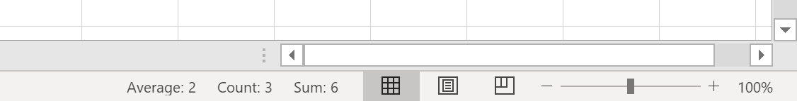 Status bar reading Average 2, Count 3, and Sum 6.